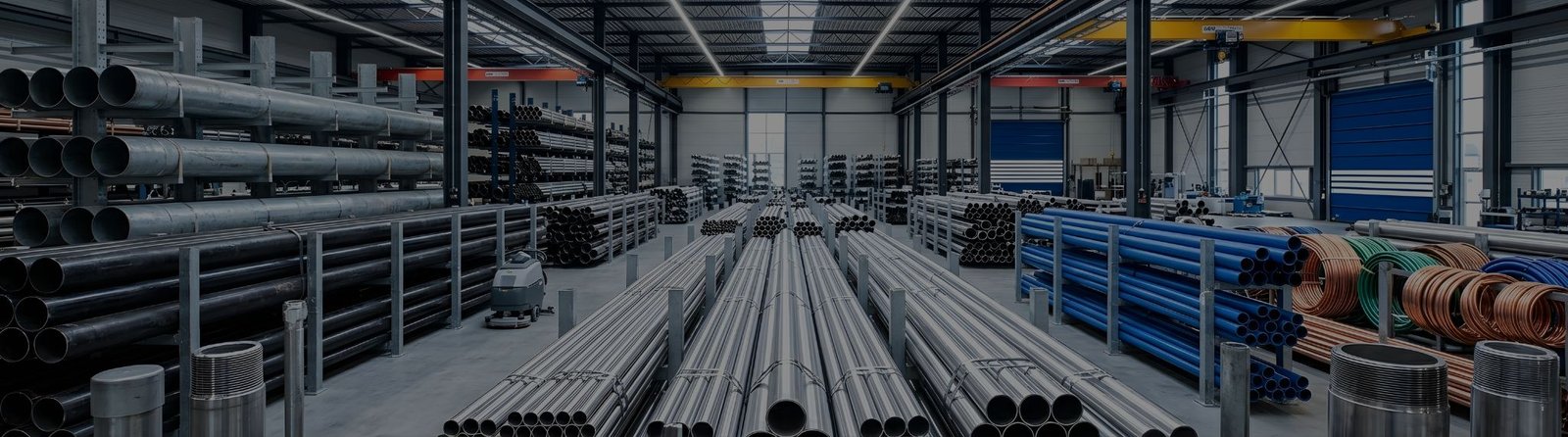 Industrial warehouse at Sagar Steel Corporation large steel pipes and tubes stacked on racks
Industrial warehouse at Sagar Steel Corporation large steel pipes and tubes stacked on racks